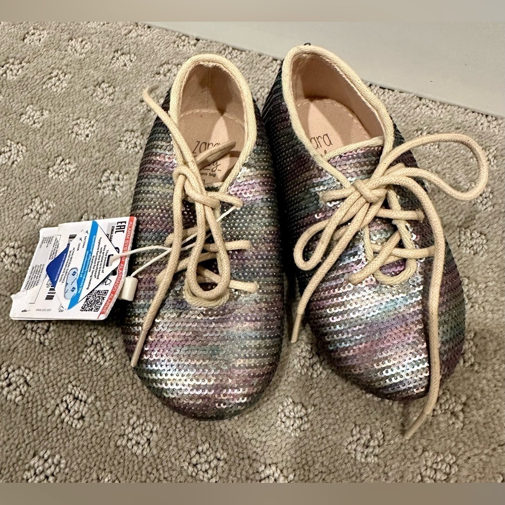 New Zara girls rose gold shoes size 21 Us 5.5